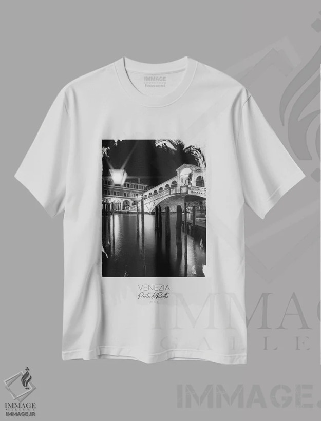 تیشرت سفید طرح دار – تیشرت هنری ,در کانون توجه: پل ریالتو ونیز اثر ملانی ویولا فروشگاه ایماژ