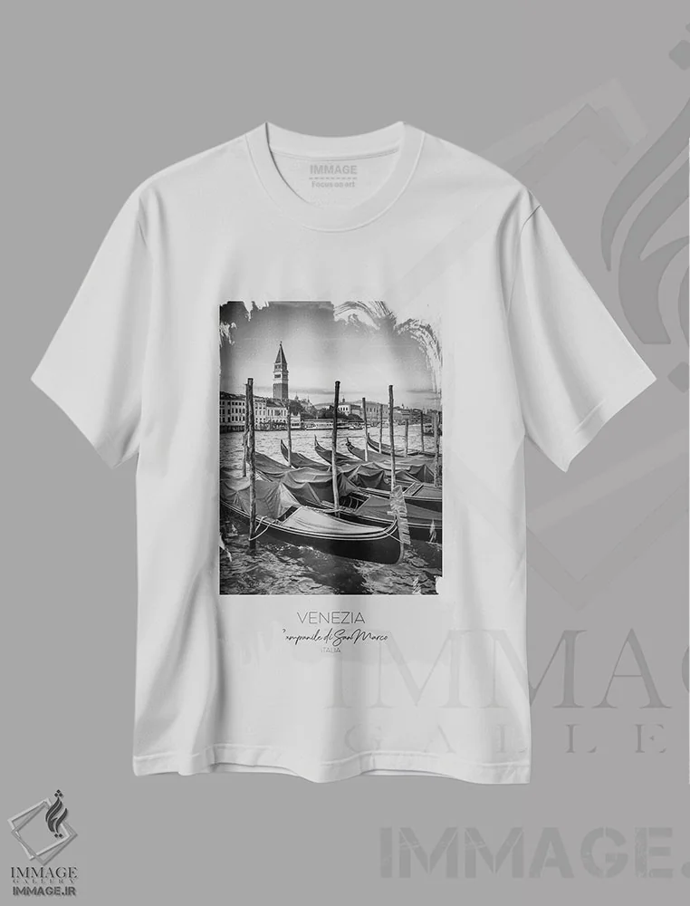 تیشرت سفید طرح دار – تیشرت سیاه و سفید ,در کانون توجه: کانال بزرگ و برج ناقوس سن مارکو ونیز اثر ملانی ویولا immage.ir