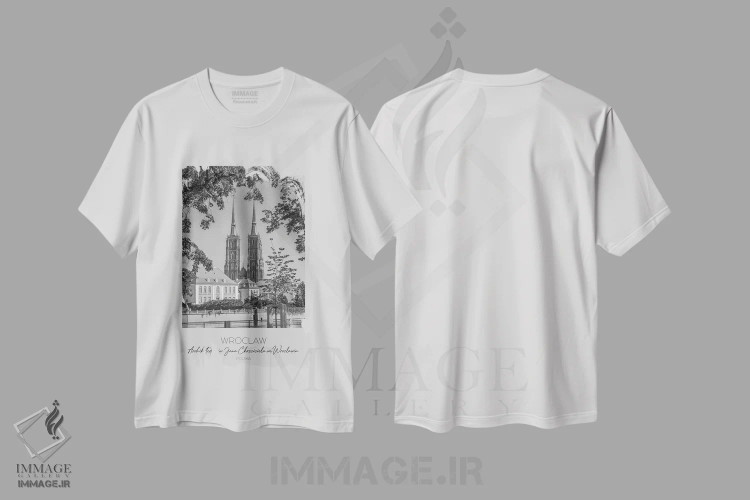 تیشرت سفید طرح دار – تیشرت هنری ,در کانون توجه: کلیسای جامع سنت جان باپتیست وروتسواف اثر ملانی ویولا فروشگاه ایماژ