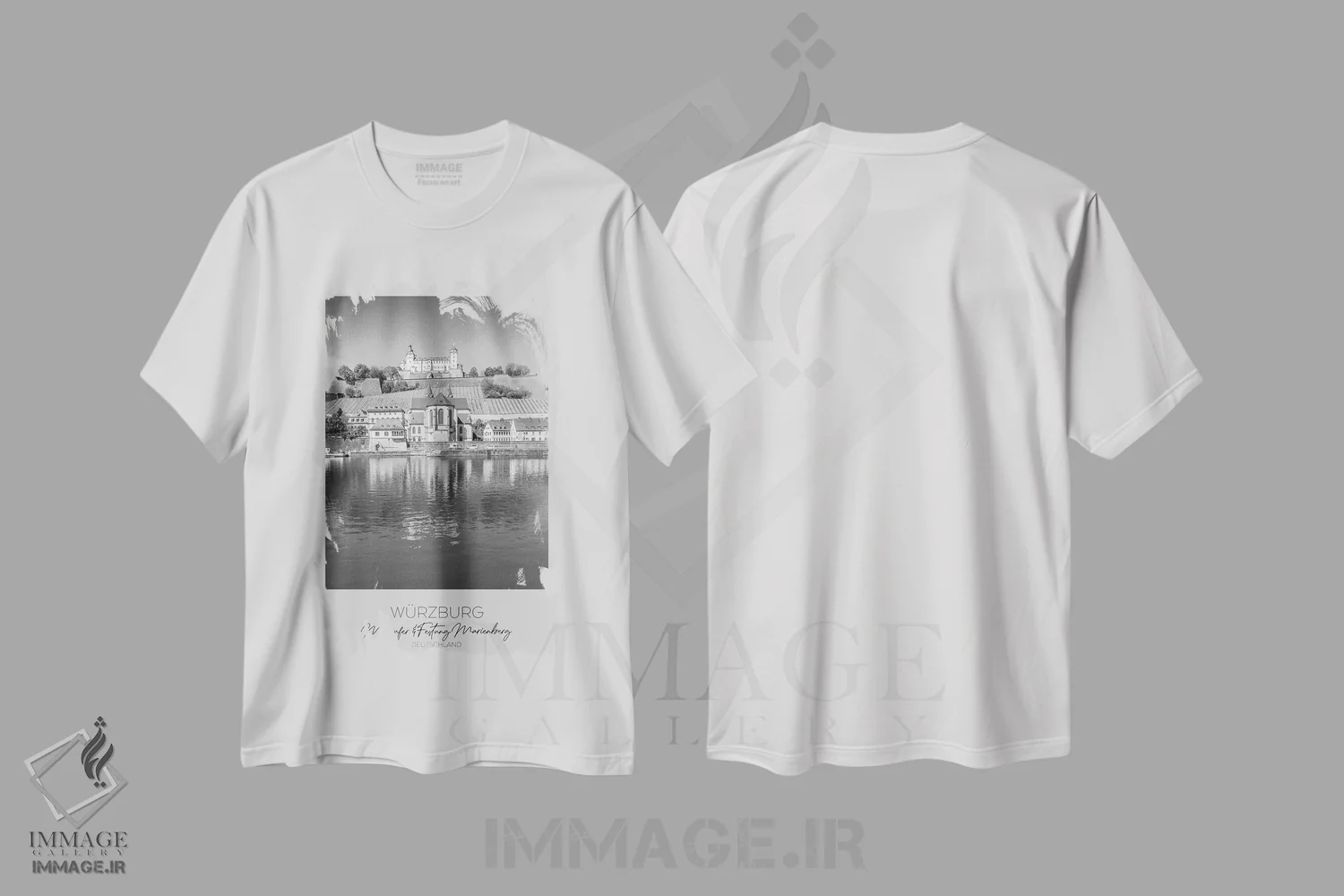 تیشرت سفید طرح دار – تیشرت طبیعت ,در کانون توجه: رودخانه ماین و قلعه ماریِن برگ وورتسبورگ اثر ملانی ویولا immage.ir