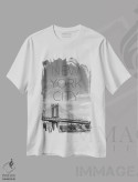 تیشرت سفید طرح دار – تیشرت مدرن ,پل منهتن نیویورک با متن و چشم انداز اثر ملانی ویولا immage.ir