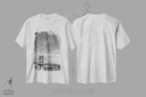 تیشرت سفید طرح دار – تیشرت مدرن ,پل منهتن نیویورک با متن و چشم انداز اثر ملانی ویولا immage.ir