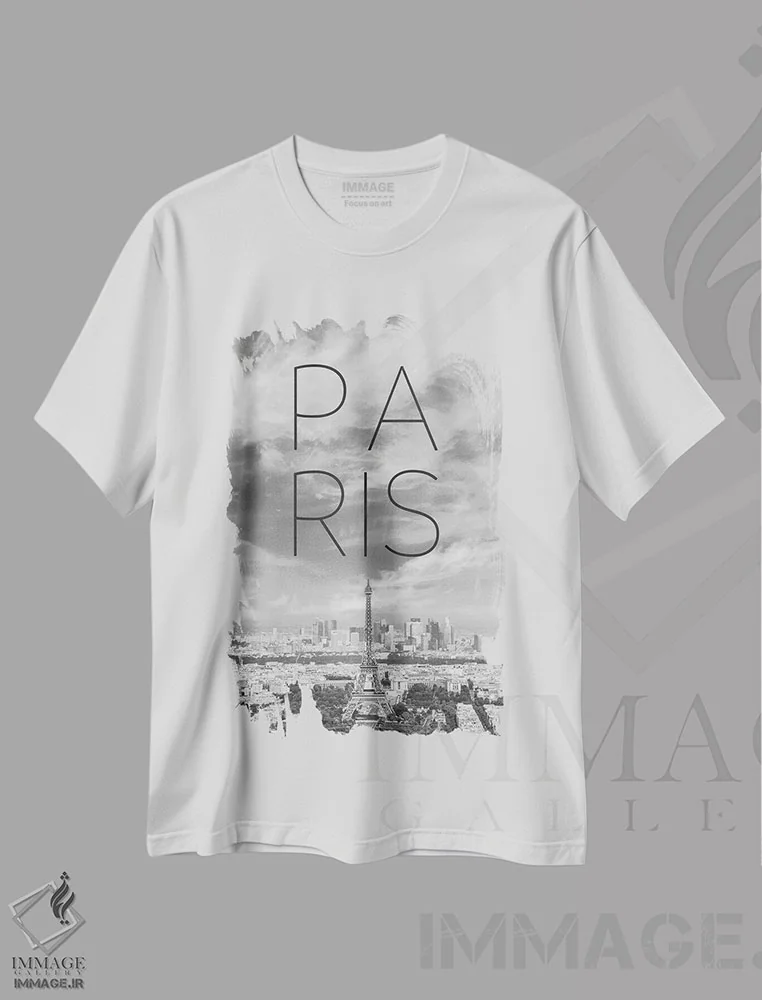 تیشرت سفید طرح دار – تیشرت شهری ,نمای پاریس از سکوی بازدید برج مونپارناس اثر ملانی ویولا فروشگاه ایماژ