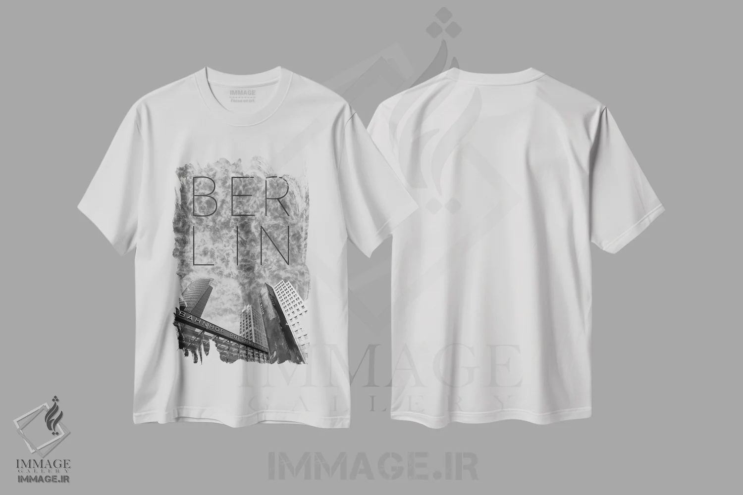 تیشرت سفید طرح دار – تیشرت شهری ,پلاتس پوتسدامر برلین با متن و نمای آسمان خراش ها اثر ملانی ویولا فروشگاه ایماژ