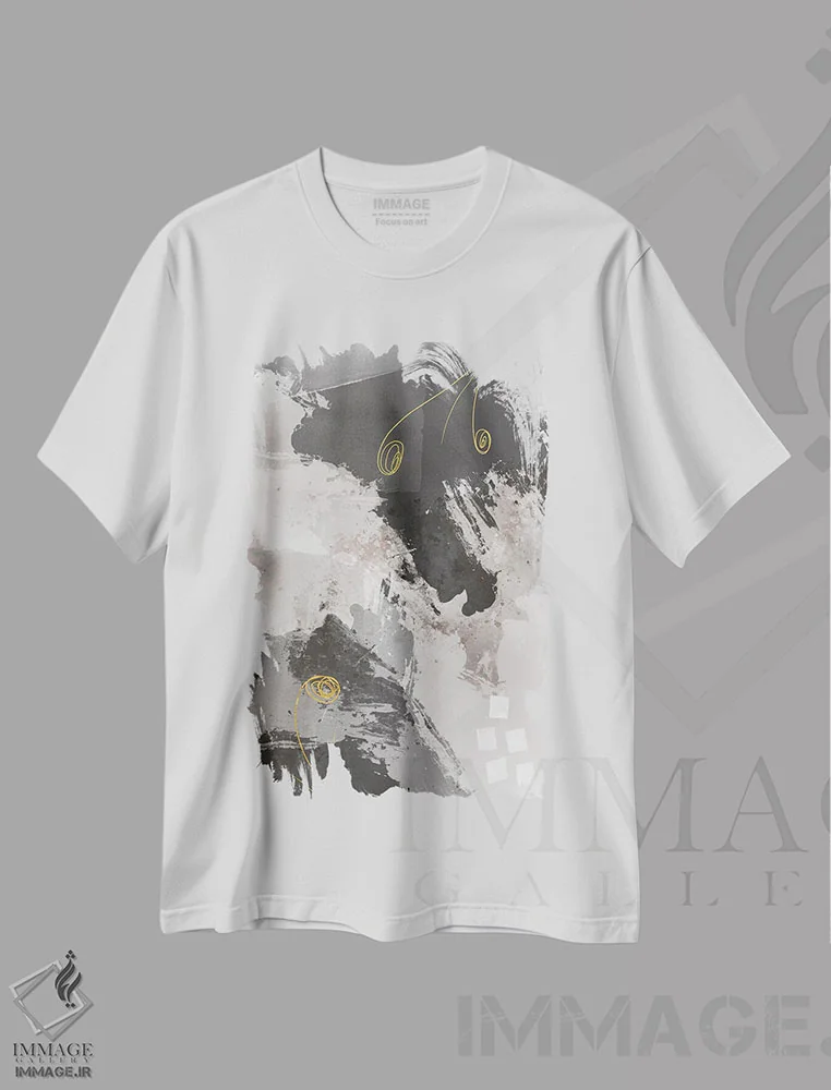 تیشرت سفید طرح دار – تیشرت انتزاعی هندسی ,نقاشی انتزاعی شماره : ترکیب رنگ ها اثر ملانی ویولا فروشگاه ایماژ
