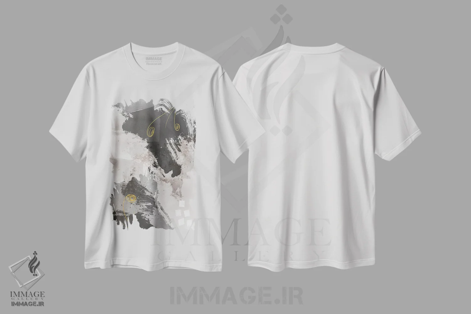 تیشرت سفید طرح دار – تیشرت انتزاعی هندسی ,نقاشی انتزاعی شماره : ترکیب رنگ ها اثر ملانی ویولا فروشگاه ایماژ