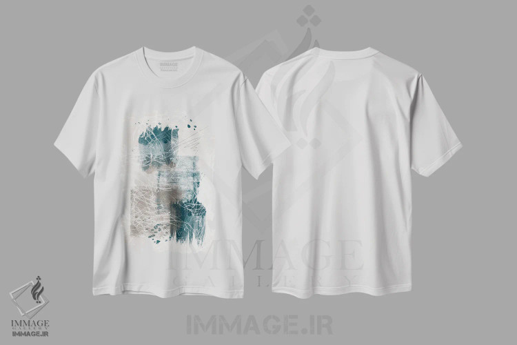 تیشرت سفید طرح دار – تیشرت هنری ,انتزاعی آبرنگی شماره اثر ملانی ویولا فروشگاه ایماژ