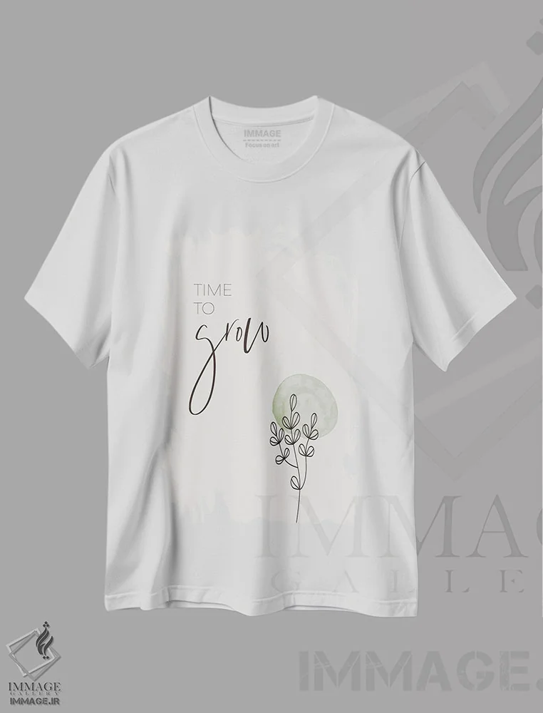 تیشرت سفید طرح دار – تیشرت الهام بخش ,زمان رشد کردن اثر ملانی ویولا immage.ir