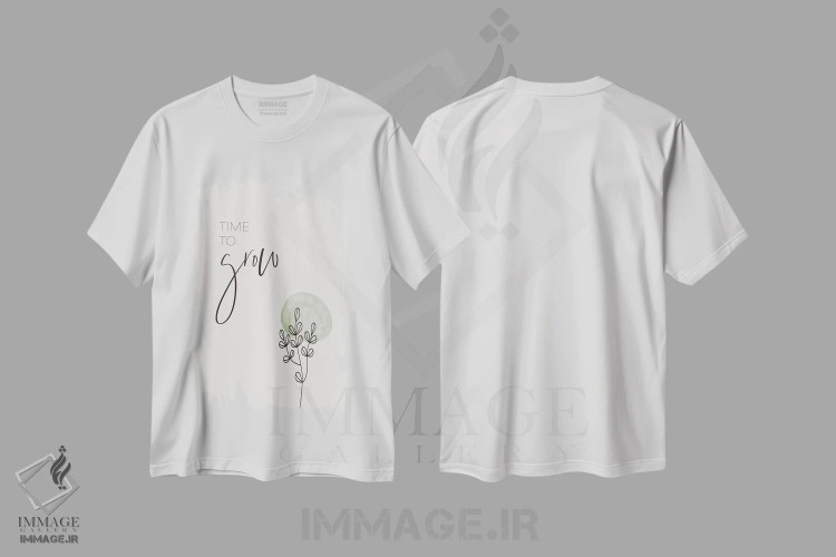 تیشرت سفید طرح دار – تیشرت الهام بخش ,زمان رشد کردن اثر ملانی ویولا immage.ir