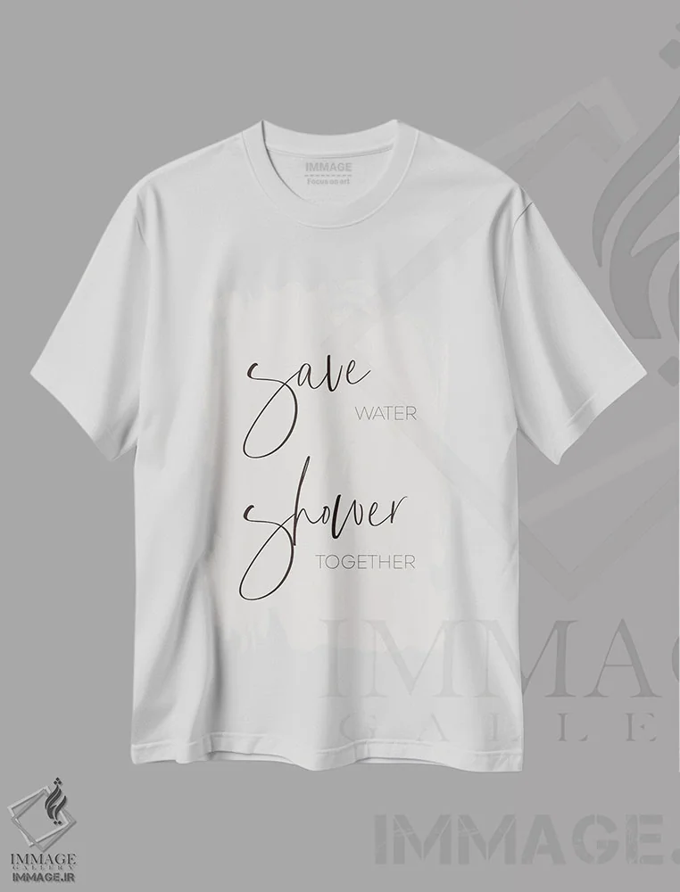تیشرت سفید طرح دار – تیشرت تایپوگرافی ,آب را حفظ کن اثر ملانی ویولا فروشگاه ایماژ