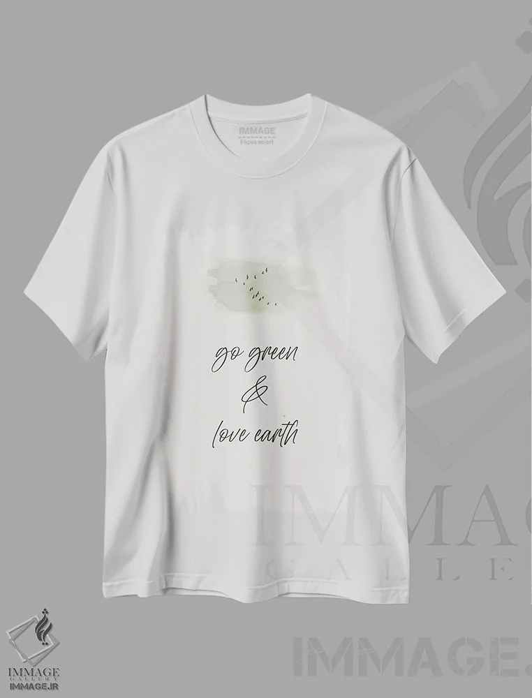 تیشرت سفید طرح دار – تیشرت تایپوگرافی ,سبز زندگی کن اثر ملانی ویولا فروشگاه ایماژ