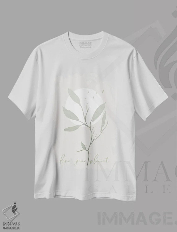 تیشرت سفید طرح دار – تیشرت طبیعت دوست ,سیاره ات را دوست بدار اثر ملانی ویولا فروشگاه ایماژ