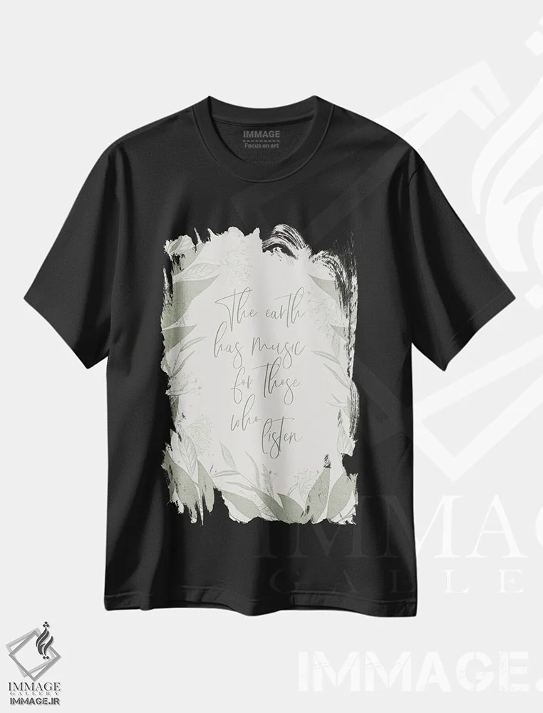 تیشرت مشکی طرح دار – تیشرت طبیعت ,زمین برای شنوندگانش موسیقی دارد اثر ملانی ویولا فروشگاه ایماژ
