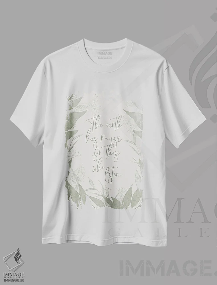 تیشرت سفید طرح دار – تیشرت طبیعت ,زمین برای شنوندگانش موسیقی دارد اثر ملانی ویولا immage.ir