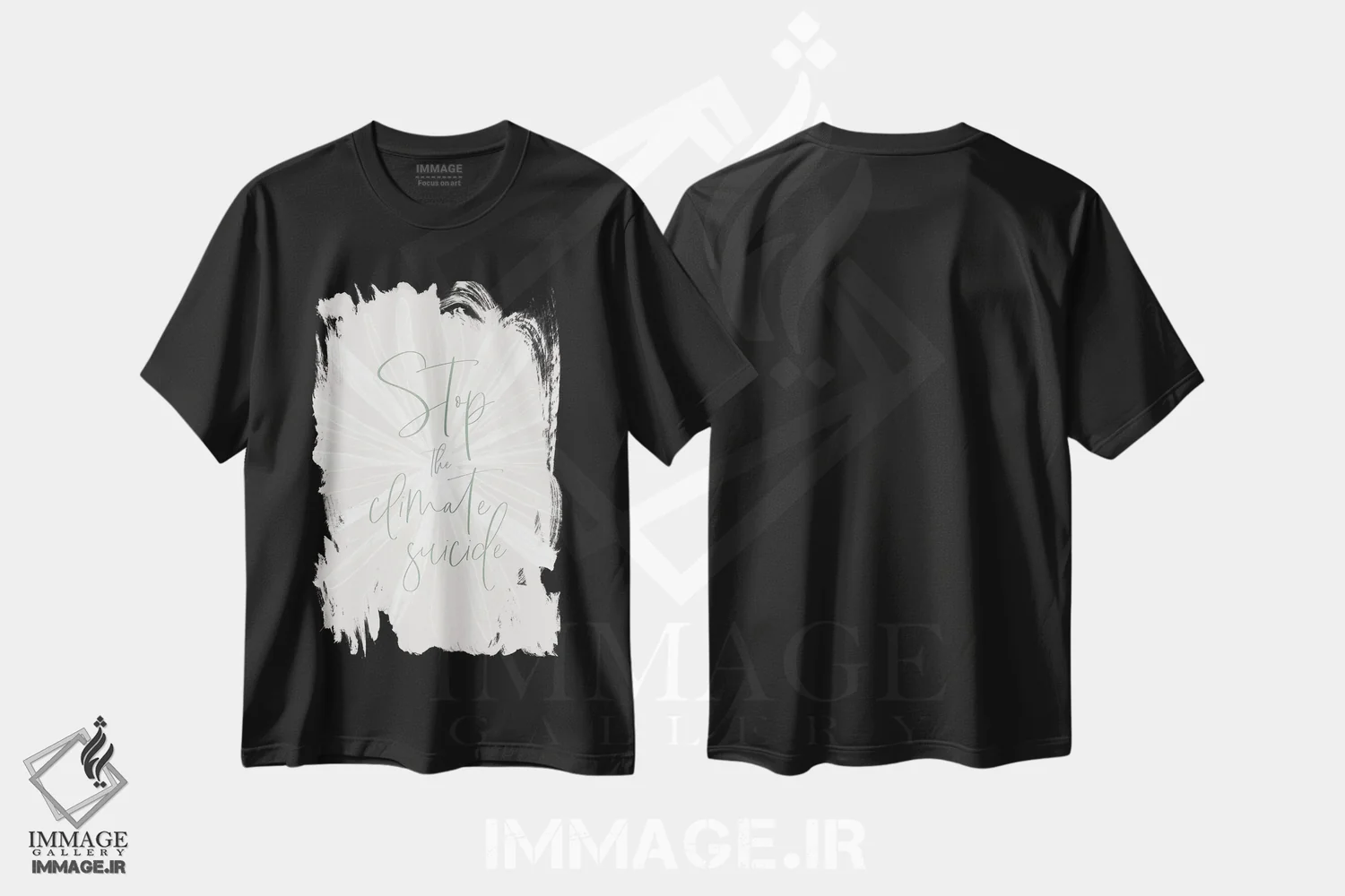 تیشرت مشکی طرح دار – تیشرت طبیعت ,خودکشی اقلیمی را متوقف کنید اثر ملانی ویولا immage.ir