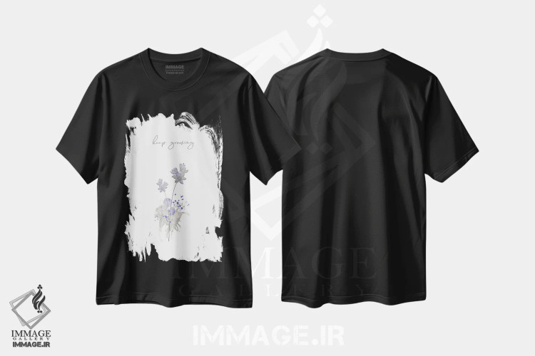 تیشرت مشکی طرح دار – تیشرت هنری گیاهان ,به رشد ادامه بده اثر ملانی ویولا immage.ir