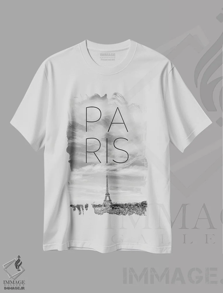 تیشرت سفید طرح دار – تیشرت پاریس ,برج ایفل در پاریس اثر ملانی ویولا فروشگاه ایماژ