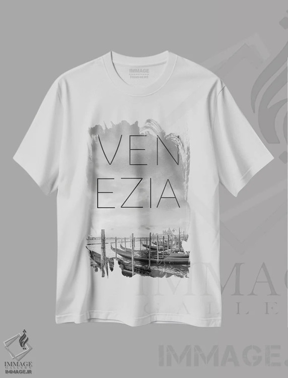 تیشرت سفید طرح دار – تیشرت گوندولا ,گوندولاها در ونیز اثر ملانی ویولا immage.ir