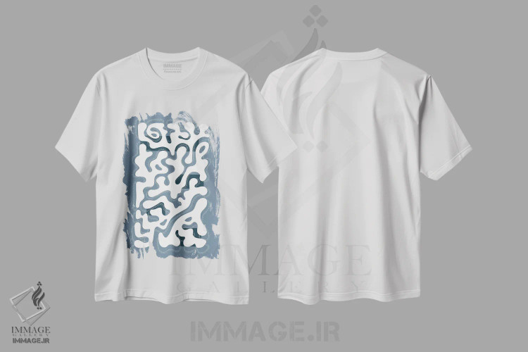 تیشرت سفید طرح دار – تیشرت هنری ,ضرب آهنگ پیچیده شماره .اثر ملانی ویولا immage.ir