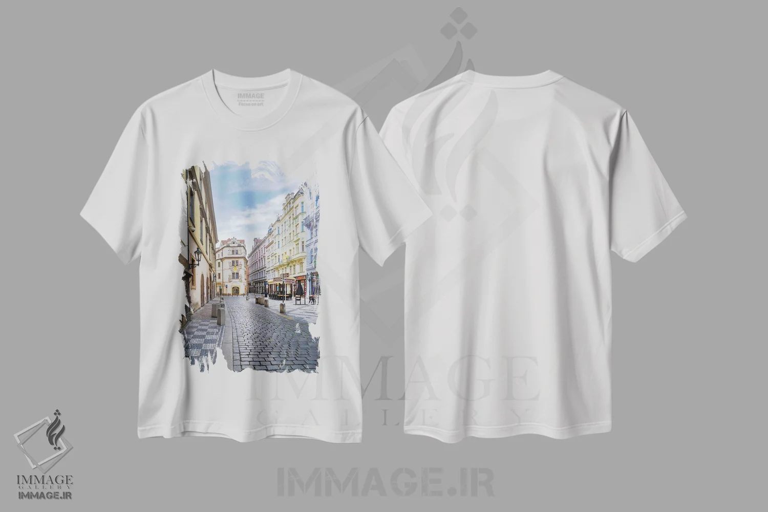 تیشرت سفید طرح دار – تیشرت شهری ,کارلووا، کوچه ای دنج در پراگ اثر ملانی ویولا فروشگاه ایماژ