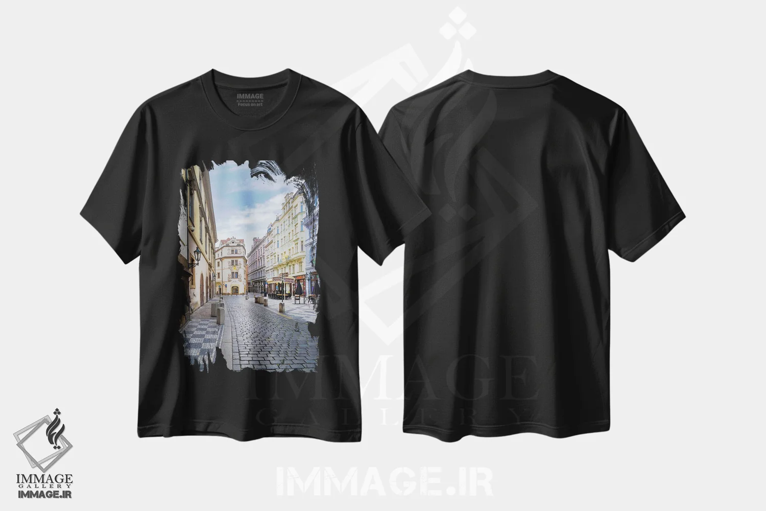 تیشرت مشکی طرح دار – تیشرت شهری ,کارلووا، کوچه ای دنج در پراگ اثر ملانی ویولا immage.ir