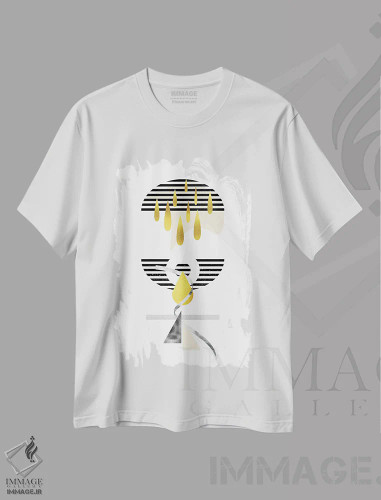 تیشرت سفید طرح دار – تیشرت مینیمال ,هنر گرافیکی؛ باران گران بها اثر ملانی ویولا فروشگاه ایماژ