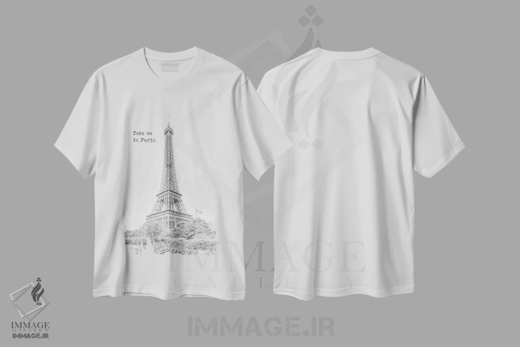 تیشرت سفید طرح دار – تیشرت عکاسی ,مرا به پاریس ببر اثر ملانی ویولا immage.ir