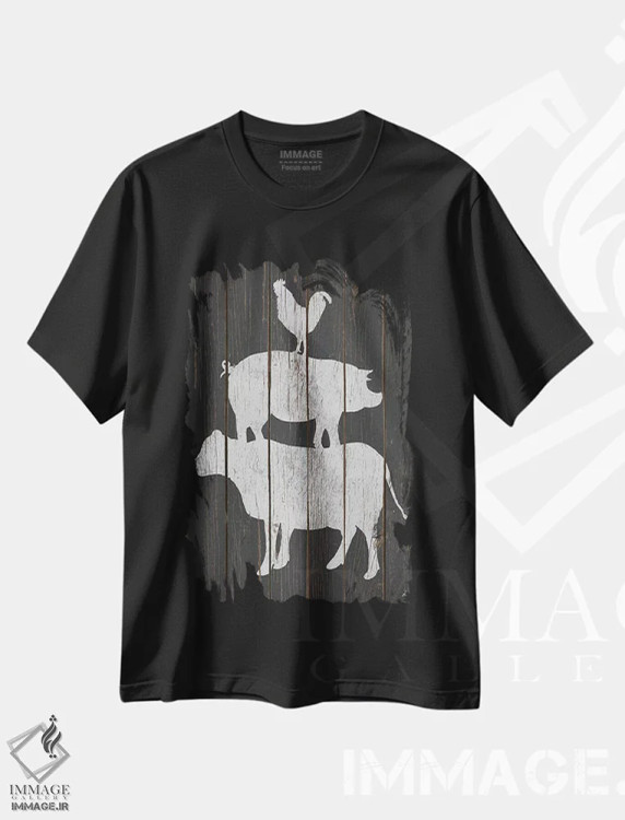 تیشرت مشکی طرح دار – تیشرت حیوانات ,چیدمان مزرعه اثر اندی متز immage.ir