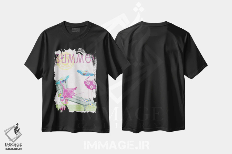 تیشرت مشکی طرح دار – تیشرت تابستانی ,تابستان فلامینگو اثر اندی متز فروشگاه ایماژ