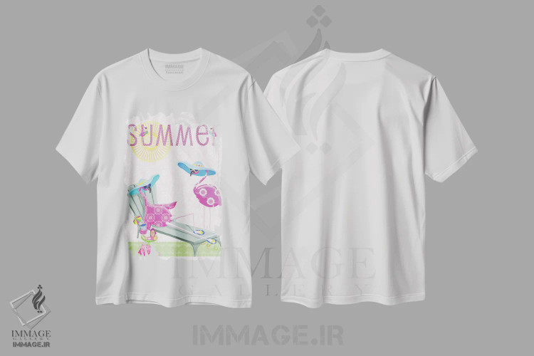 تیشرت سفید طرح دار – تیشرت تابستانی ,تابستان فلامینگو اثر اندی متز immage.ir