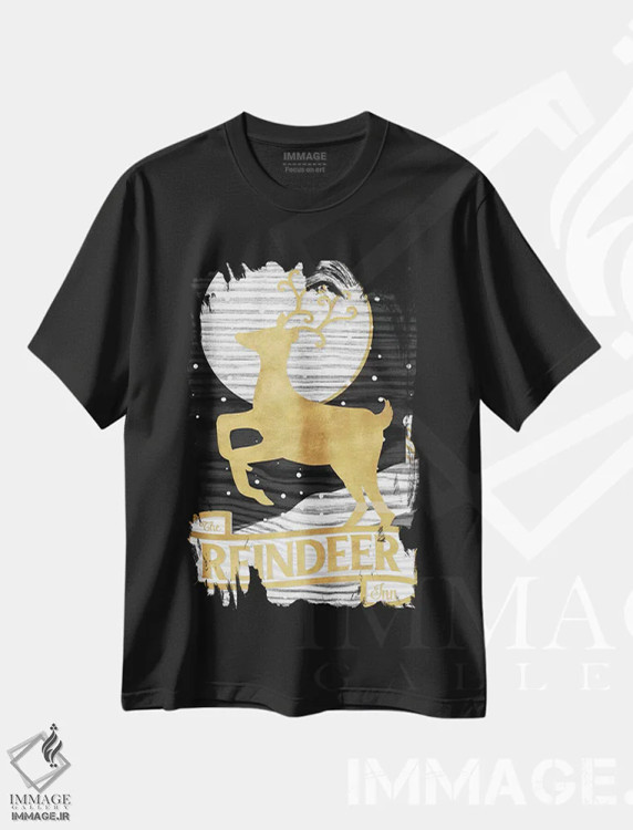 تیشرت مشکی طرح دار – تیشرت طبیعت ,تابلوی کلبه زمستانی اثر اندی متز immage.ir