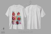 تیشرت سفید طرح دار – تیشرت طبیعت ,صلح و انار اثر میشل پالور فلدمن فروشگاه ایماژ