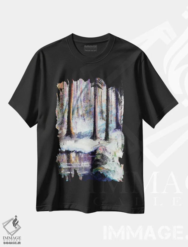 تیشرت مشکی طرح دار – تیشرت طبیعت ,آرامش اثر میشل پالور فلدمن فروشگاه ایماژ