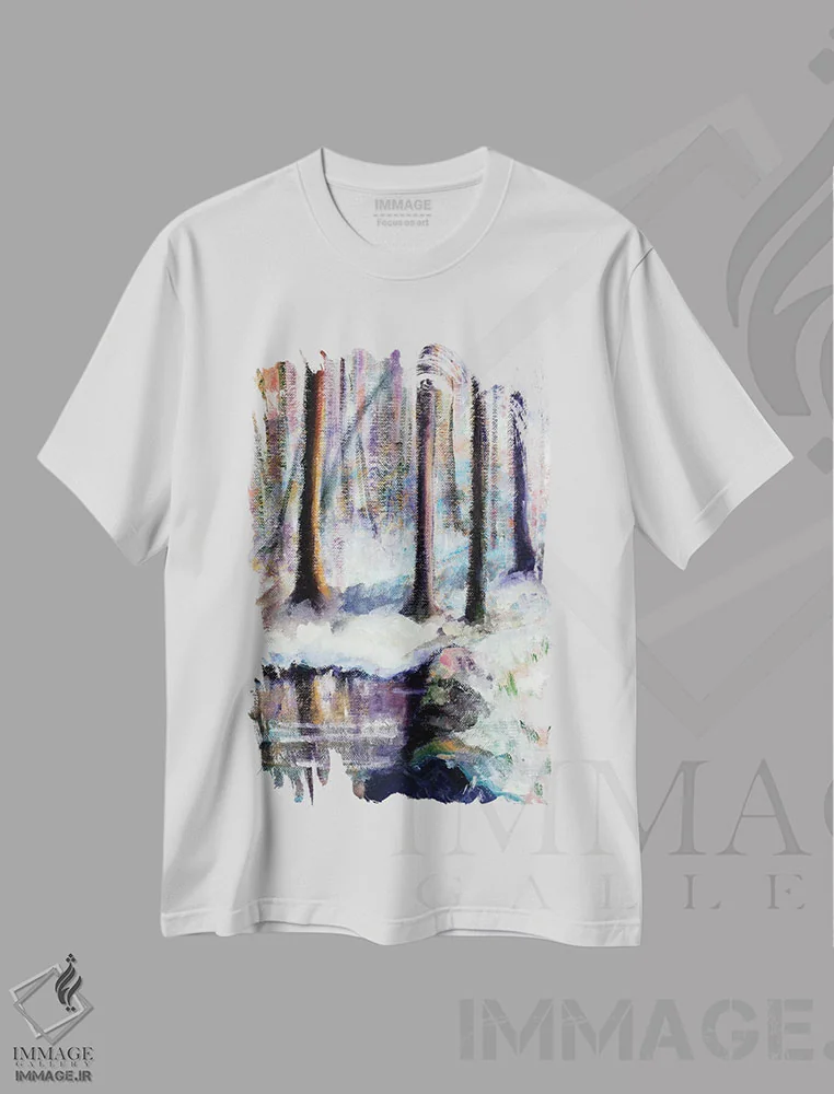 تیشرت سفید طرح دار – تیشرت طبیعت ,آرامش اثر میشل پالور فلدمن immage.ir