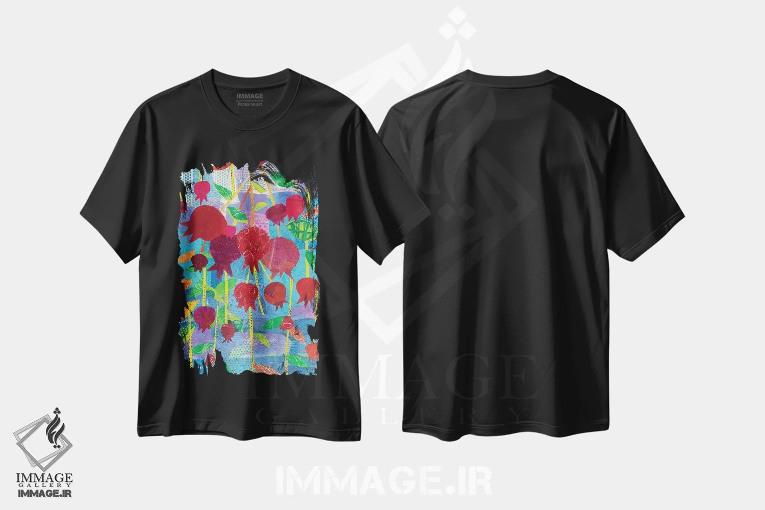 تیشرت مشکی طرح دار – تیشرت فانتزی ,جشن انار اثر میشل پالور فلدمن فروشگاه ایماژ