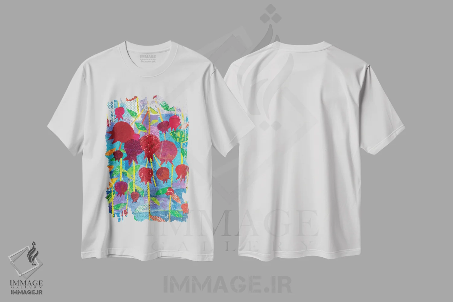 تیشرت سفید طرح دار – تیشرت فانتزی ,جشن انار اثر میشل پالور فلدمن immage.ir