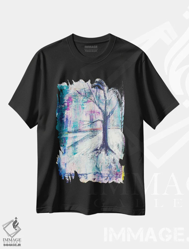 تیشرت مشکی طرح دار – تیشرت طبیعت ,درخت از دید ورمونت اثر میشل پالور فلدمن فروشگاه ایماژ