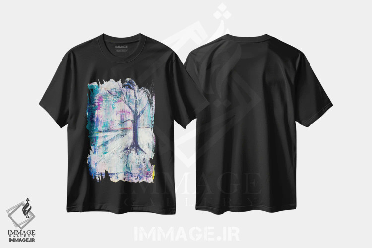 تیشرت مشکی طرح دار – تیشرت طبیعت ,درخت از دید ورمونت اثر میشل پالور فلدمن فروشگاه ایماژ