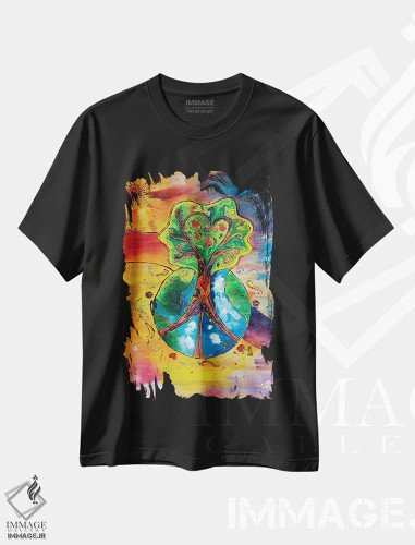 تیشرت مشکی طرح دار – تیشرت هنری ,دنیایی کاملاً جدید اثر میشل پالور فلدمن فروشگاه ایماژ