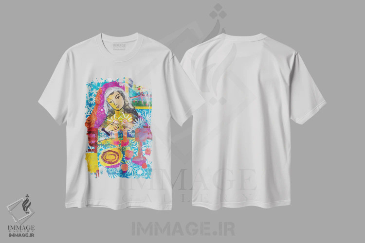 تیشرت سفید طرح دار – تیشرت هنری ,زن شایسته اثر میشل پالور فلدمن immage.ir