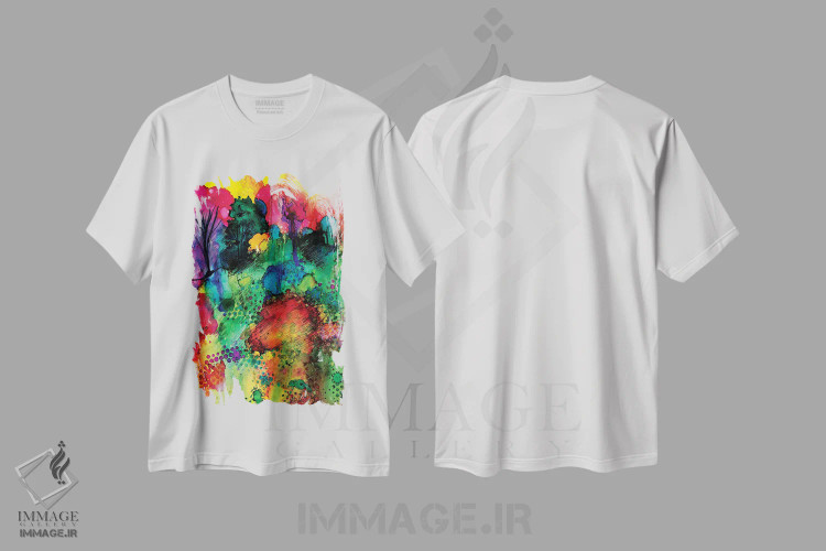 تیشرت سفید طرح دار – تیشرت طبیعت ,ساعت طلایی اثر میشل پالور فلدمن فروشگاه ایماژ