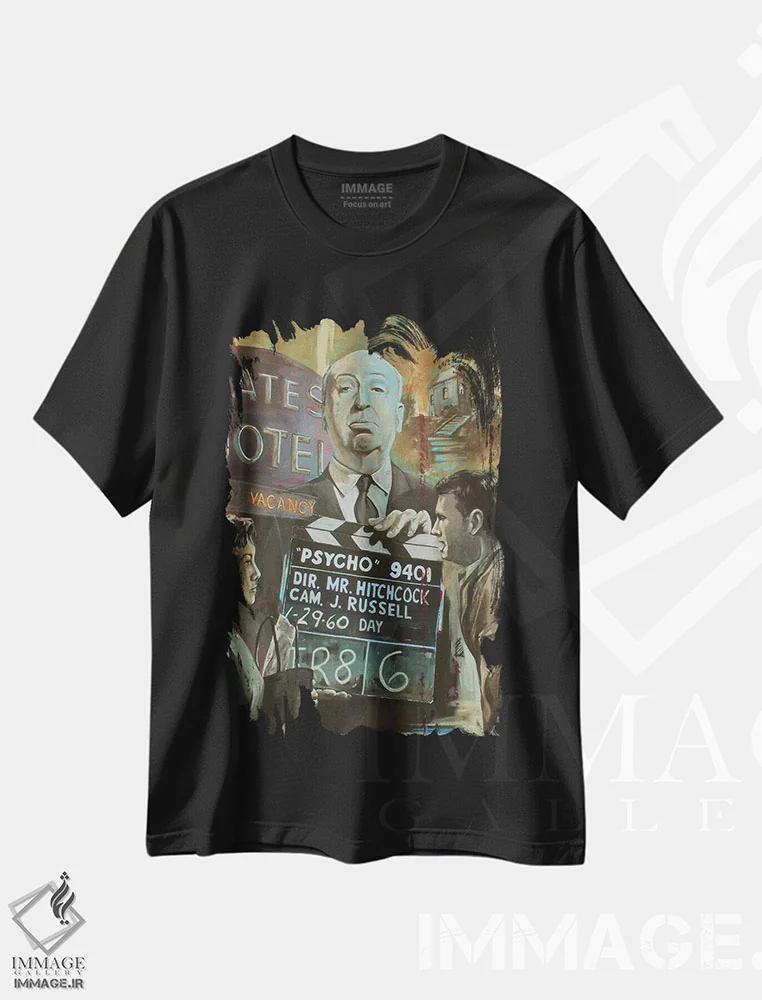 تیشرت مشکی طرح دار – تیشرت سینمایی ,متل بیتس اثر مارک فاکس immage.ir