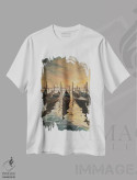 تیشرت سفید طرح دار – تیشرت منظره ,آب آرام اثر مارک فاکس فروشگاه ایماژ