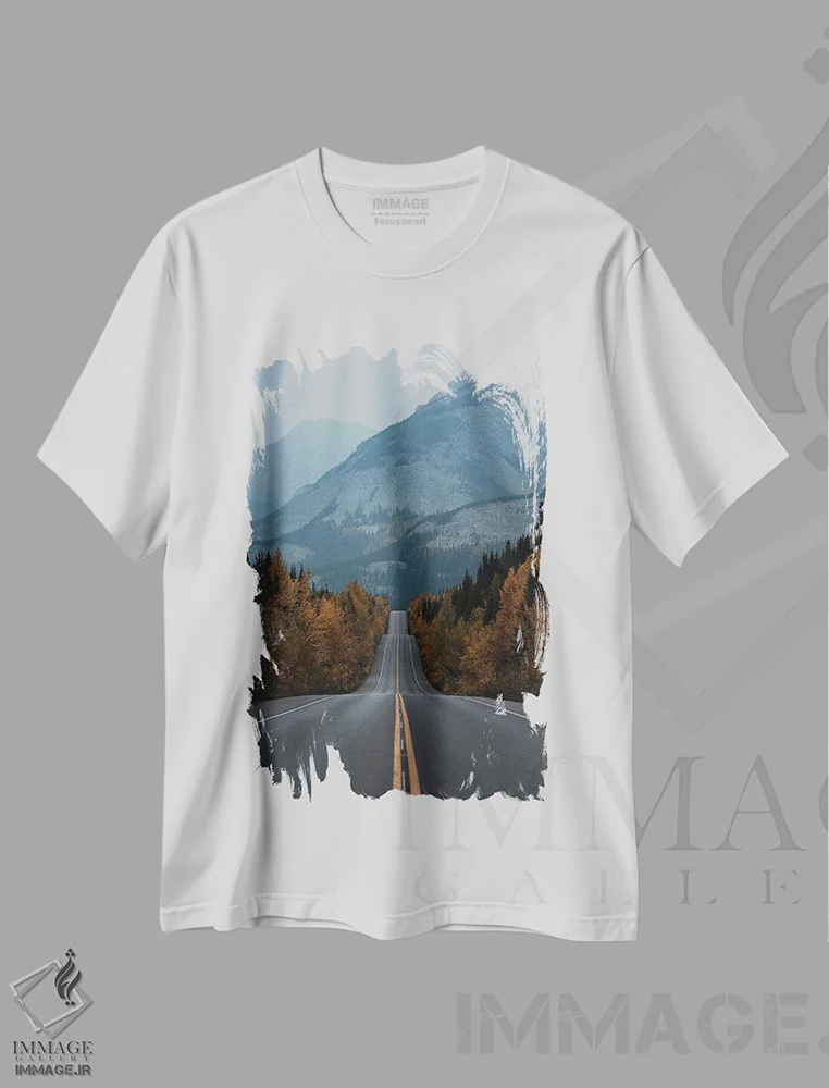 تیشرت سفید طرح دار – تیشرت طبیعت ,زیباترین مسیر رانندگی جهان بخش اثر ملیسا فایندلی immage.ir