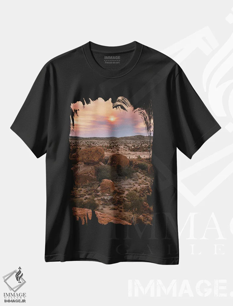 تیشرت مشکی طرح دار – تیشرت منظره ,قلب استرالیا اثر ملیسا فایندلی فروشگاه ایماژ