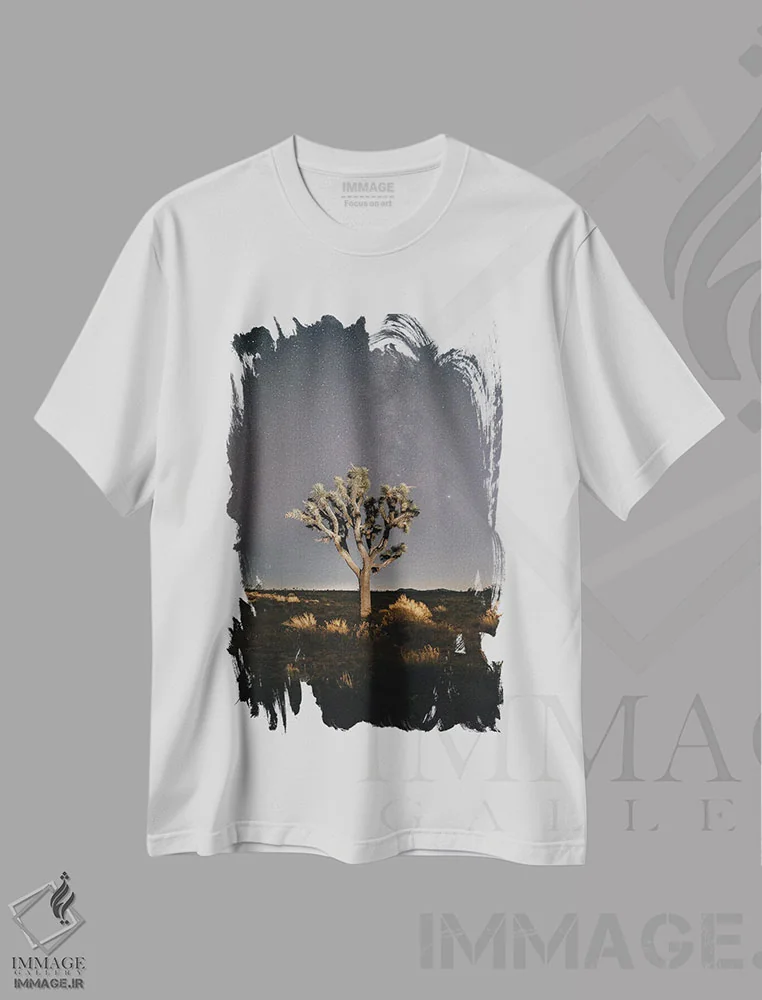 تیشرت سفید طرح دار – تیشرت طبیعت ,درخت جاشوا اثر ملیسا فایندلی immage.ir