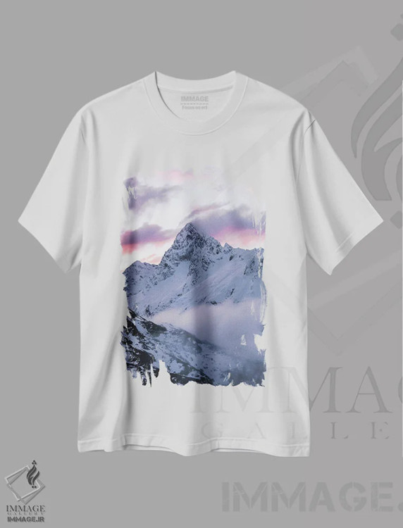 تیشرت سفید طرح دار – تیشرت منظره ,غروب آلپ جنوبی اثر ملیسا فایندلی فروشگاه ایماژ