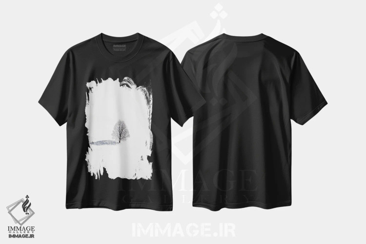 تیشرت مشکی طرح دار – تیشرت منظره ,زمستان سوئیس اثر ملیسا فایندلی فروشگاه ایماژ