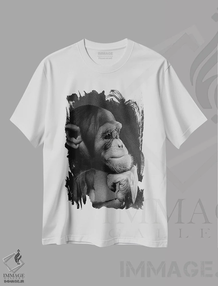 تیشرت سفید طرح دار – تیشرت هنری حیوانات ,متفکر اثر میرو گرادینشاک فروشگاه ایماژ