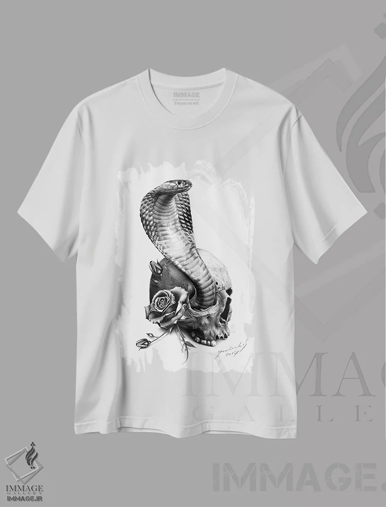 تیشرت سفید طرح دار – تیشرت فانتزی ,کبرا اثر میرو گرادینشاک immage.ir